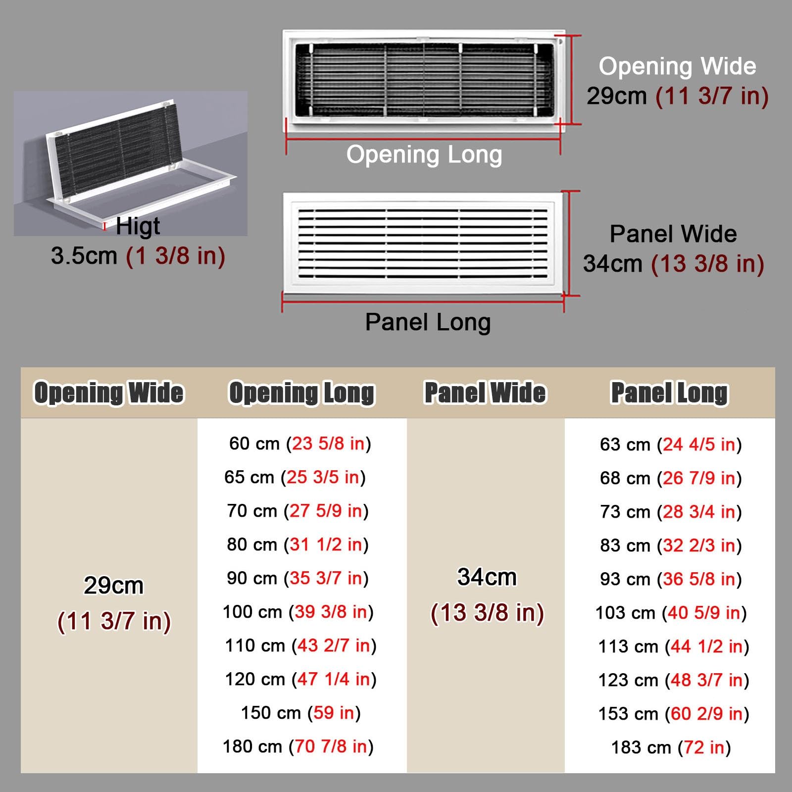 Griglia di Ventilazione Griglia Di Ventilazione In Plastica/deflettore Di Registro De'aria Con Porta Rimovibile, Filtro Di Ritorno De'aria Per Varie Esigenze Di Ventilazione Per Scantinati(W x L-29x80
