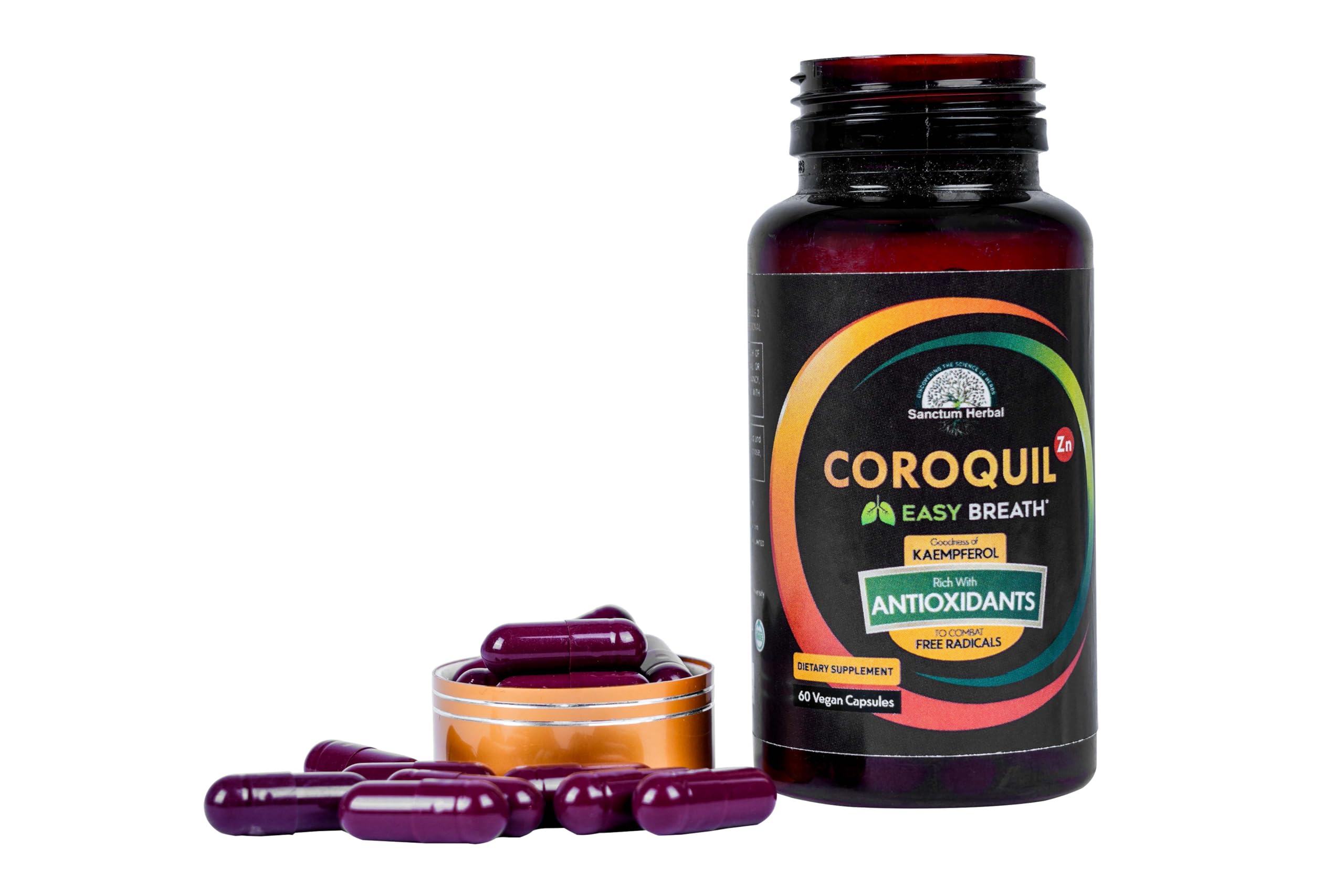 CoroQuil +Zn Immune Support Supplement - All Natural & Vegan Respiratory Capsules for Lung Function & Health - Formulated with 7 Powerful Herbs & Zinc Oxide, Gluten Free (60 Capsules)