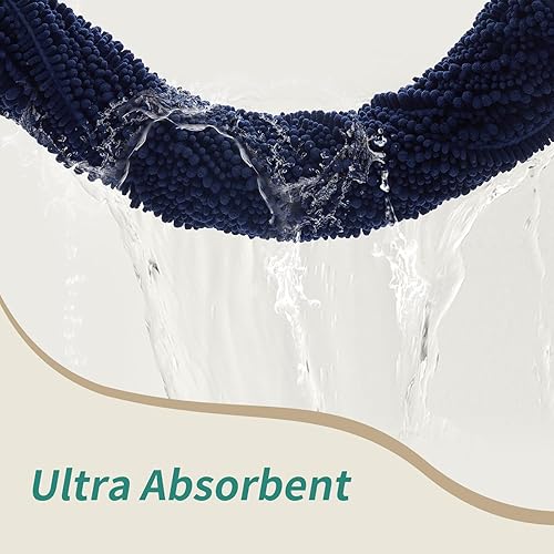 Miniatura 3 de Alfombra de baño pequeña, antideslizante, lavable, color azul marino, de 17 x 24 pulgadas, súper absorbente, suave, alfombra de baño de felpilla