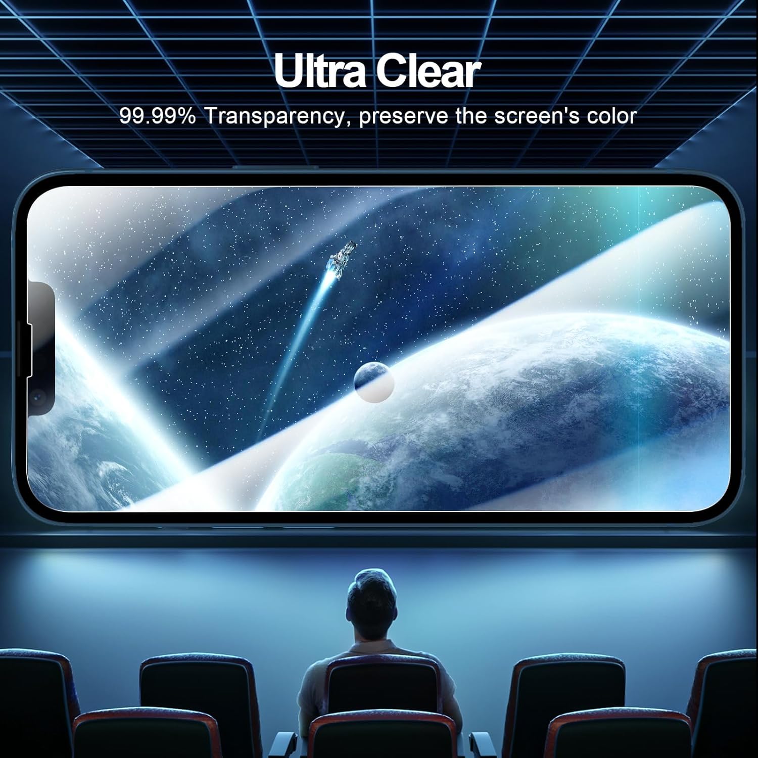 NEW'C 3 Pack Designed for iPhone 14,iPhone 13,iPhone 13 Pro Screen Protector (6.1 inches),Enhanced Tempered Glass Protection with easy installation tool included,Case Friendly Ultra Resistant