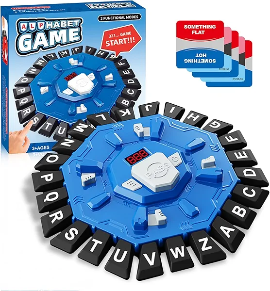 KIMPOK Word Game for Families, Fun Party & Learning Board Game for Kids & Adults, Fast-Paced 24 Letter Press Game with LCD Timer, 35 Cards, 2 Game Modes, Birthday