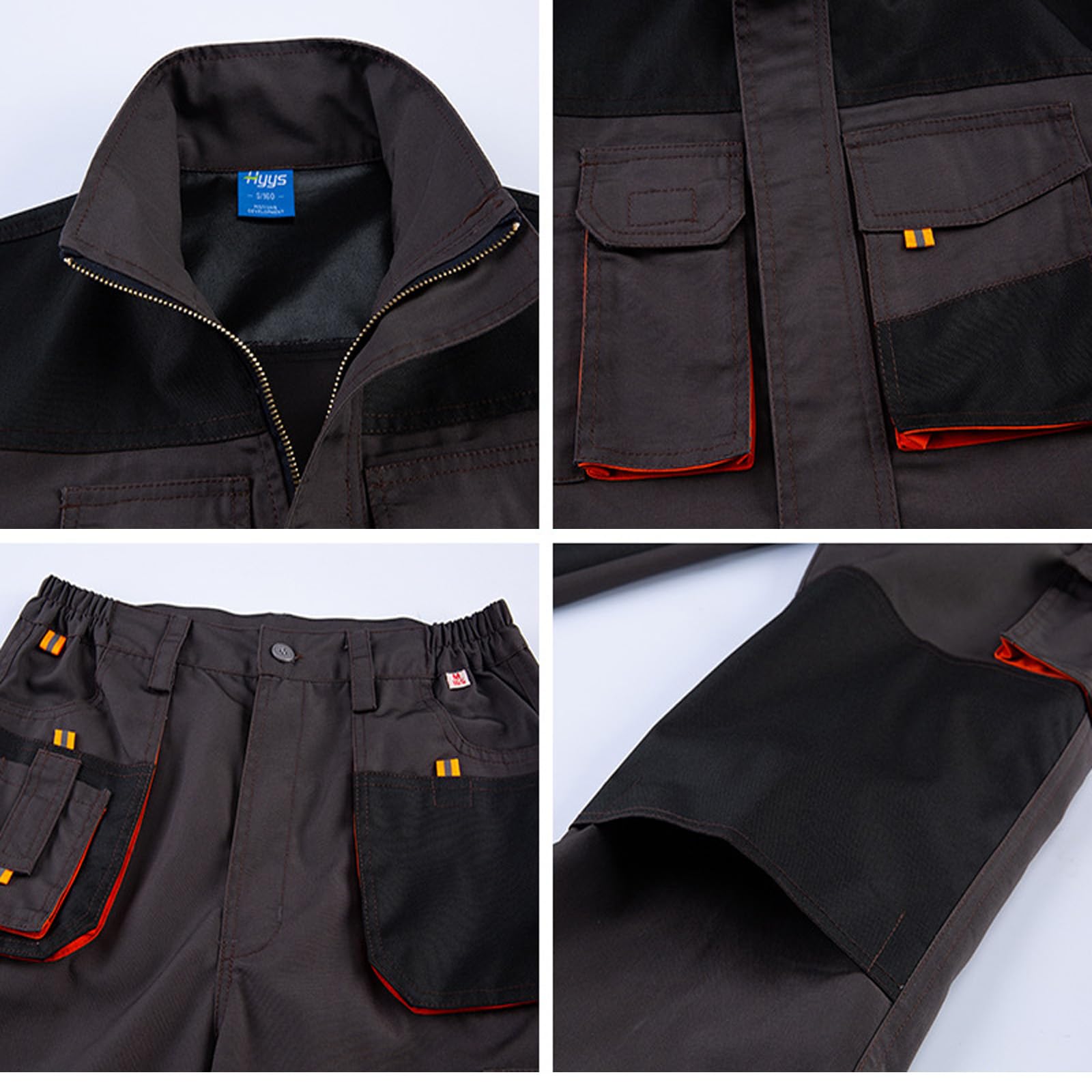 Mono De Manga Larga Overol De Trabajo Duradero Chaqueta Y Pantalones Ropa De Trabajo Con Bolsillos De Herramientas Y Coderas Y Rodilleras