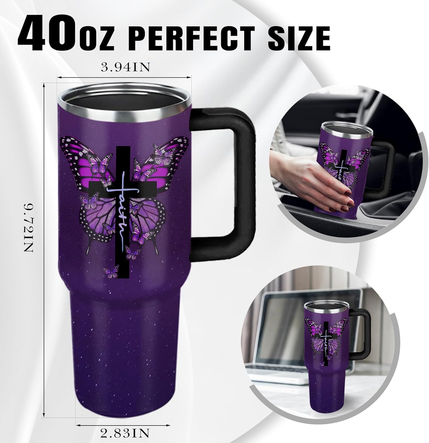 Christian Gifts for Women, 40 oz I Can Do All Things Christ Tumbler With Handle, Inspirational Religious Birthday Gifts for Faith Cup, Christian Jesus God Bible Verse Pastor Prayer Gift for Christmas - Image 7