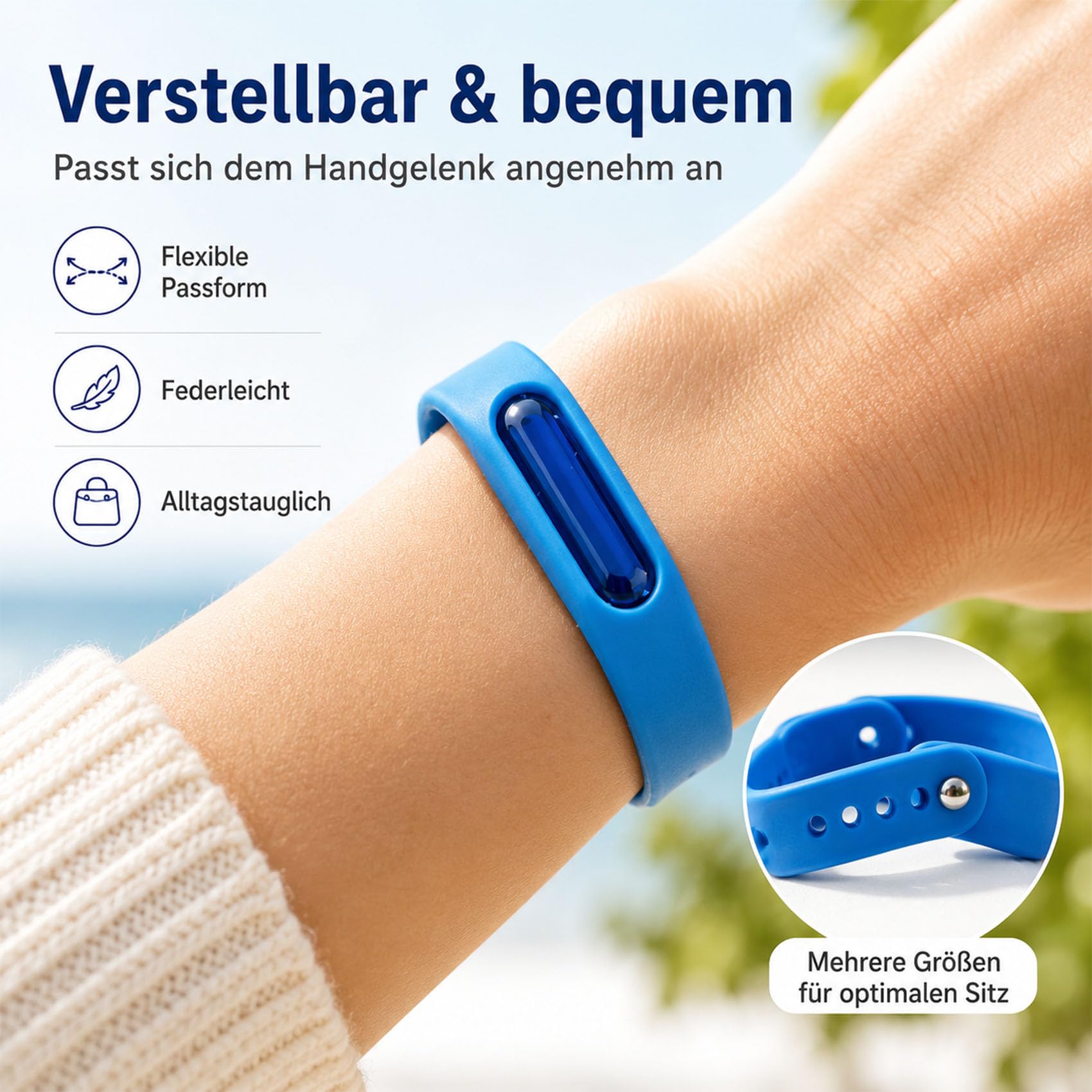 Bronoir Kinder & Erwachsene Verstellbares Silikon Abwehrband Wasserdicht, für Camping Outdoor (5 Stück)