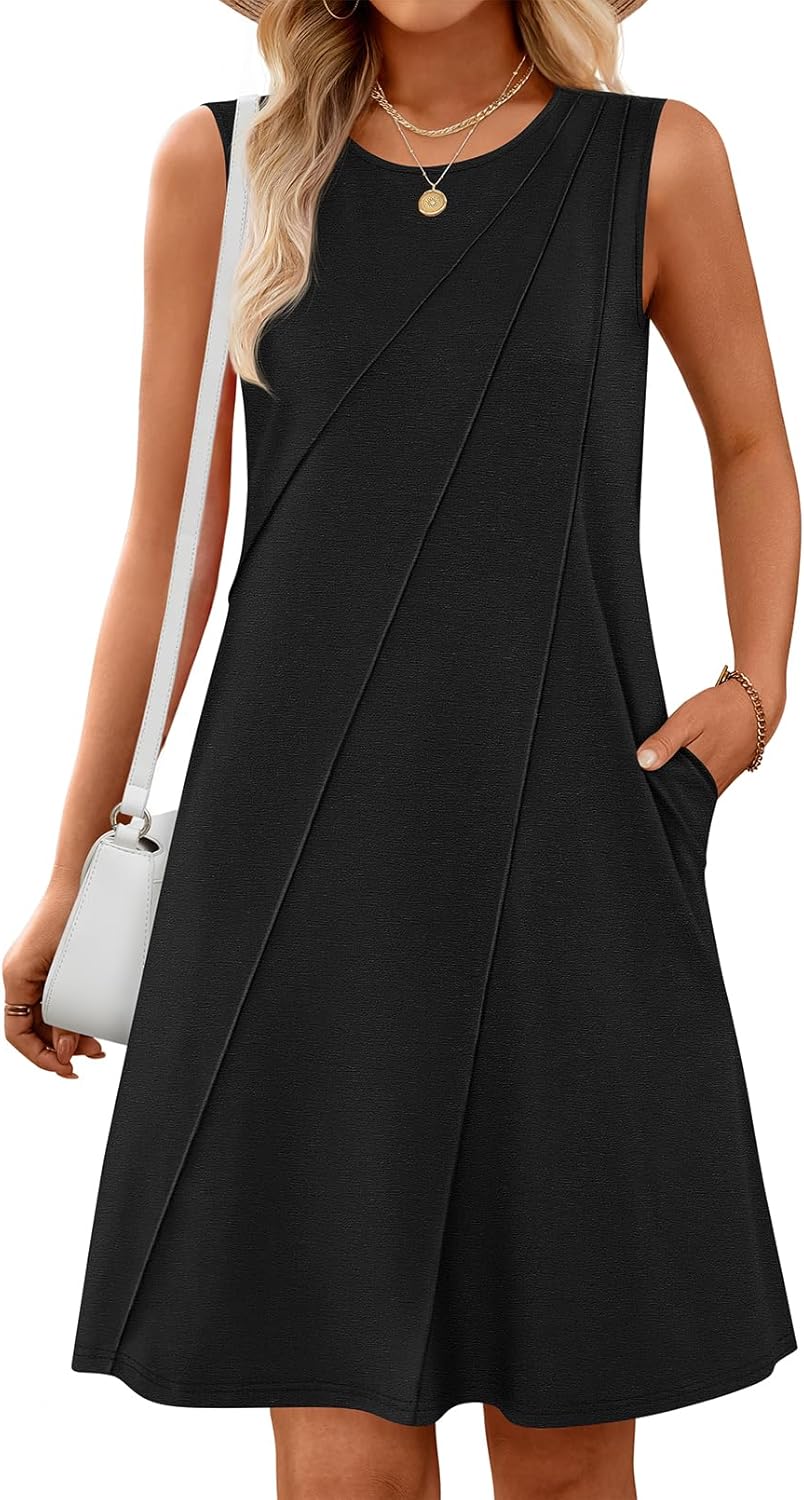 MEROKEETY Women's 2025 Summer Sleeveless Sundress Casual Beach Vacation Crewneck Tank Mini Dress - Image 2