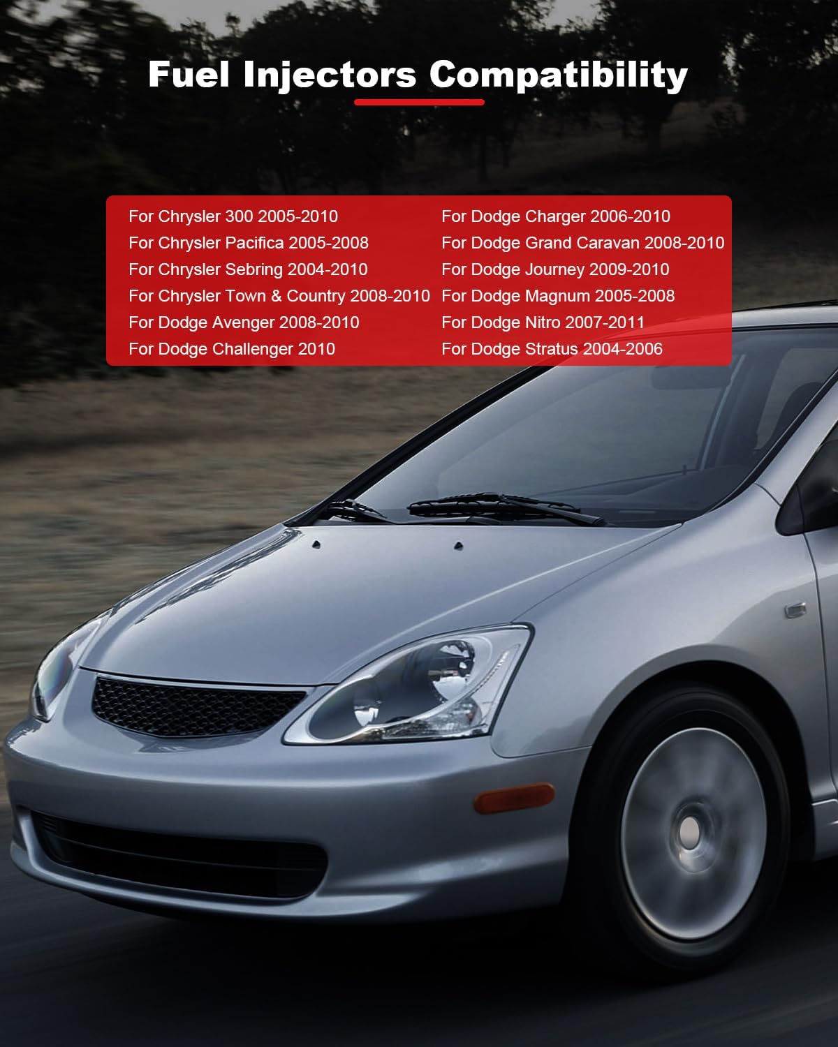 6Pcs 280158028 Fuel Injectors Compatible for 2005-2010 for 300 4door Sedan 2.7L 2004-2006 2008-2010 for Sebring 2door Convertible 2.7L