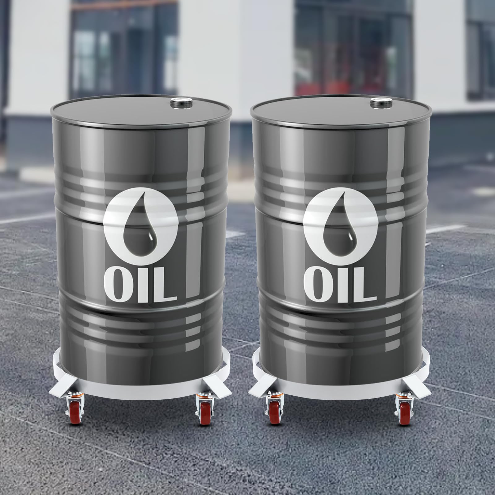 OUKANING Set di 2 carrelli da trasporto a tamburo da 544 kg, con ruote girevoli, carrelli per carichi pesanti, 544 kg, in metallo, per officina