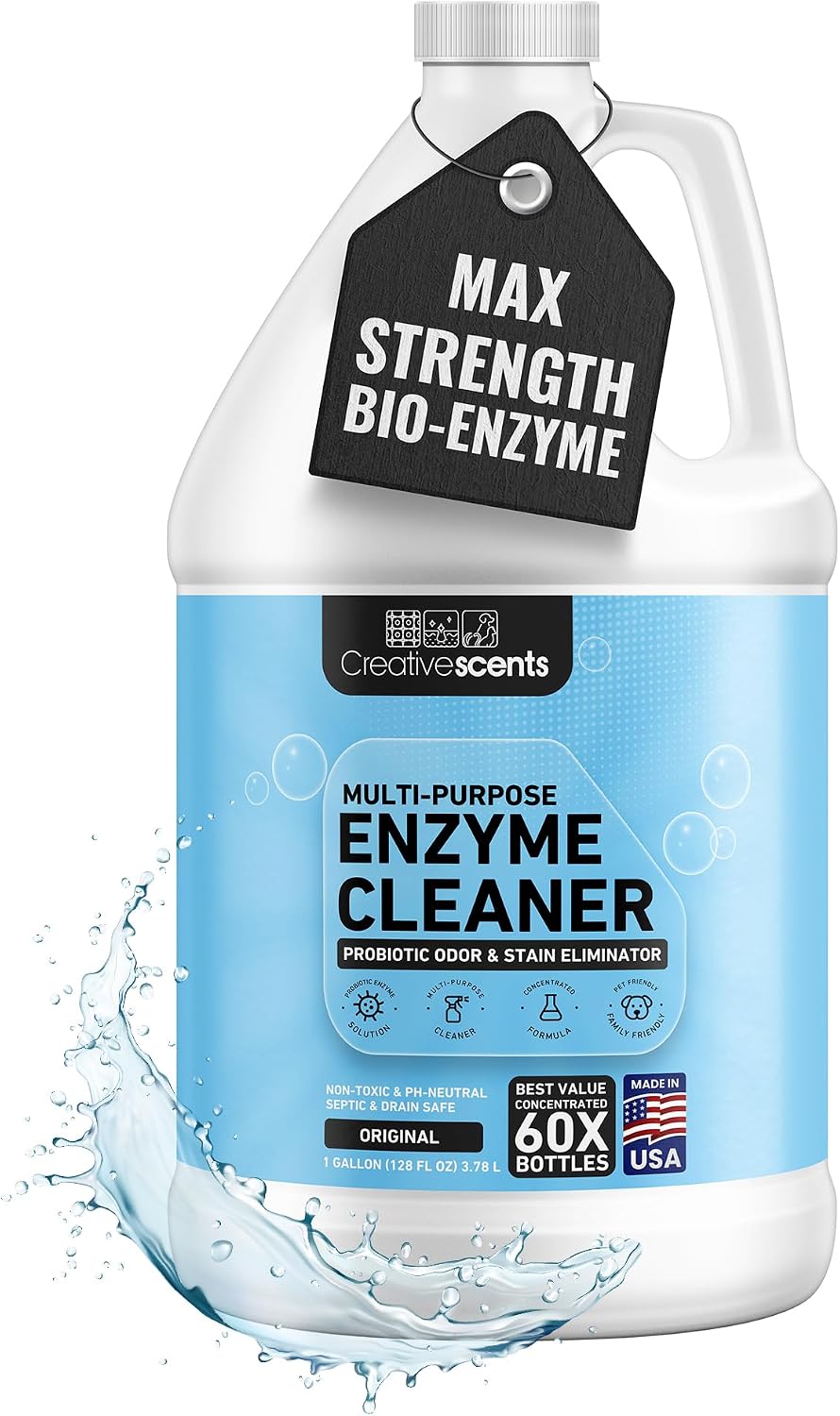 Creative Scents Multipurpose Enzyme Cleaner & Odor Remover | Super Concentrated for Floor, Carpet, Drain | Pet Urine Odor Eliminator | Enzyme Cleaner for Cat Urine & Dog Poop | 1 Gallon - Original