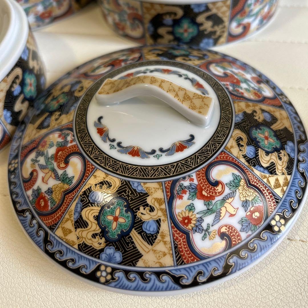 有田焼　明国窯　三段重　重ね鉢　陶磁器　中鉢　花紋　花鳥　金彩　お節　和食器 28cm ホーム＆キッチン 有田焼 明国窯 三段重 重ね鉢 陶磁器