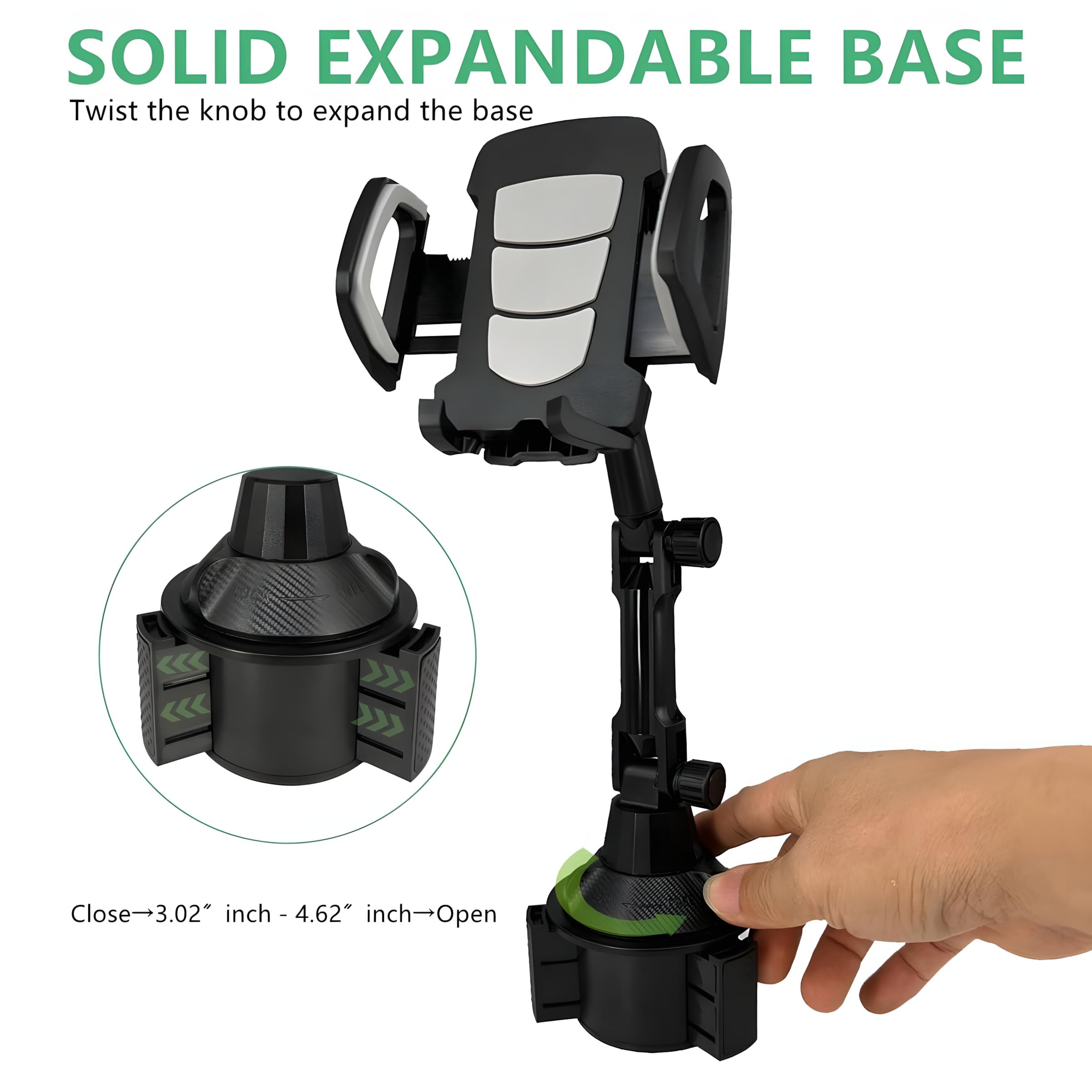 Soporte de teléfono para coche, giratorio de 360°, cuello de cisne, altura ajustable, soporte de montaje para teléfono celular, montaje en vehículo para EE. UU