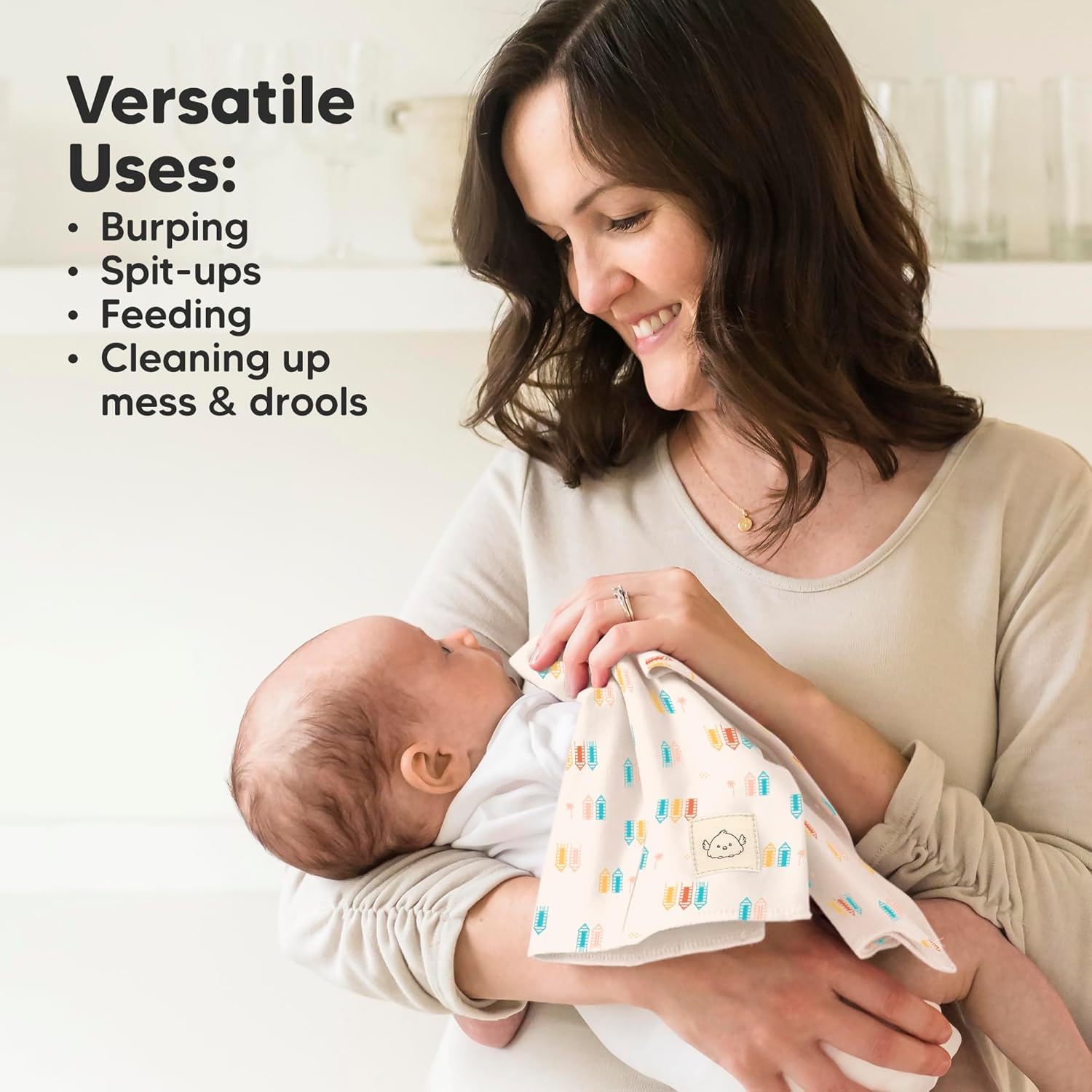 Organic Burp Cloths Baby Boy, Girl - 6-Pack Large 100% Cotton Burping Cloths for Babies, Spit Up Rags, Super Absorbent, Ultra Soft Newborn Rag, Gender Neutral, Machine Washable, Durable (Countryside) - Image 7