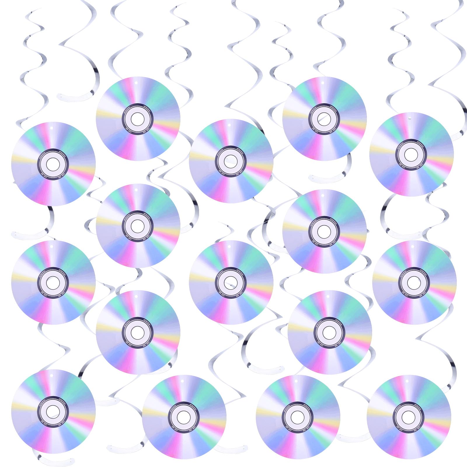 32Pcs 90's Party Decorations, Retro Theme Party Hanging Swirls CD Disco Cutout Wall Decor Sign for Music Party Y2k 1990's 2000s Birthday Dance Party Favors Supplies
