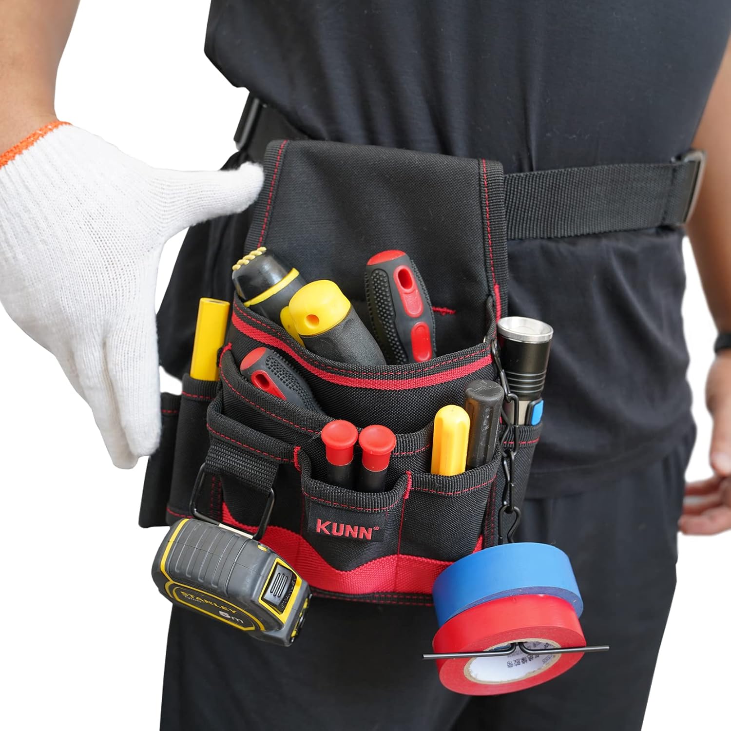 KUNN Electrician Tool Pouch Red & Grey