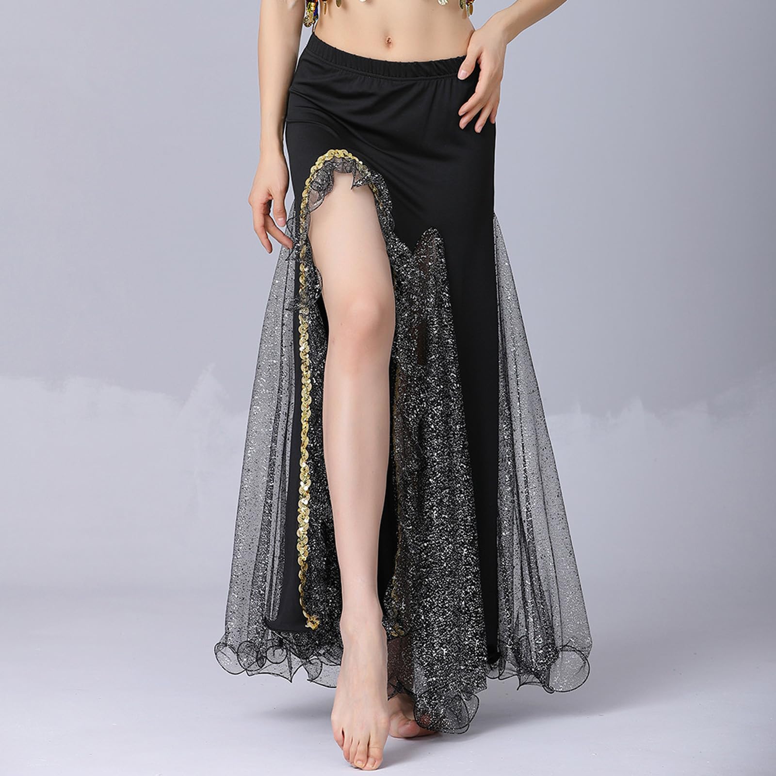 Generisch Tüllrock Mit Glitzer Damen Pailletten Petticoat, Modischer Tüllrock Für Damen 50S Kurz Ballet Tanzkleid Karneval Party Tutu Kurz Ballett Unterrock Petticoat Kleid Schwarz