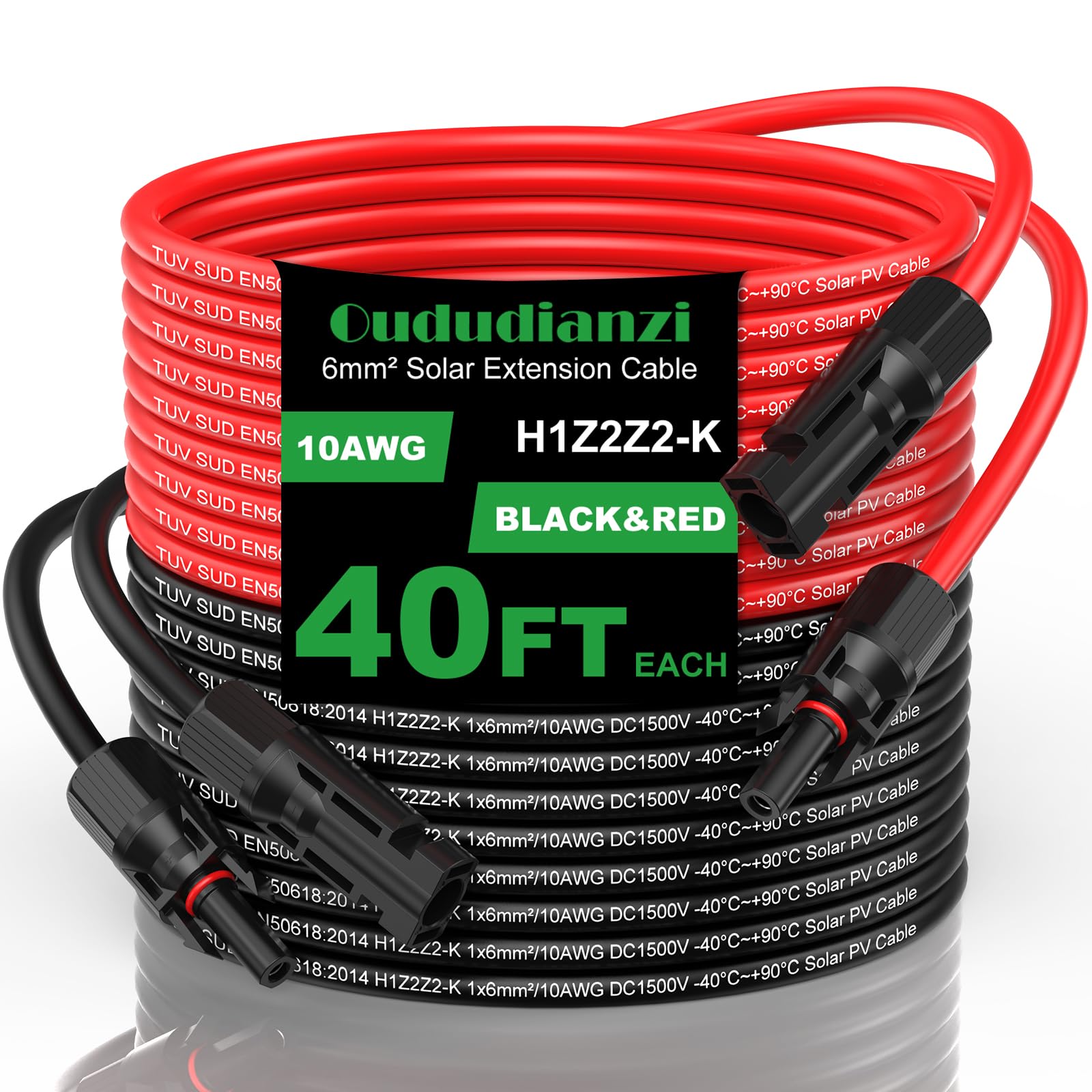 Cavo di prolunga solare da 10 AWG con connettore femmina e maschio con coppia extra gratuita di connettori per pannello solare Kit adattatore strumento (12 m)