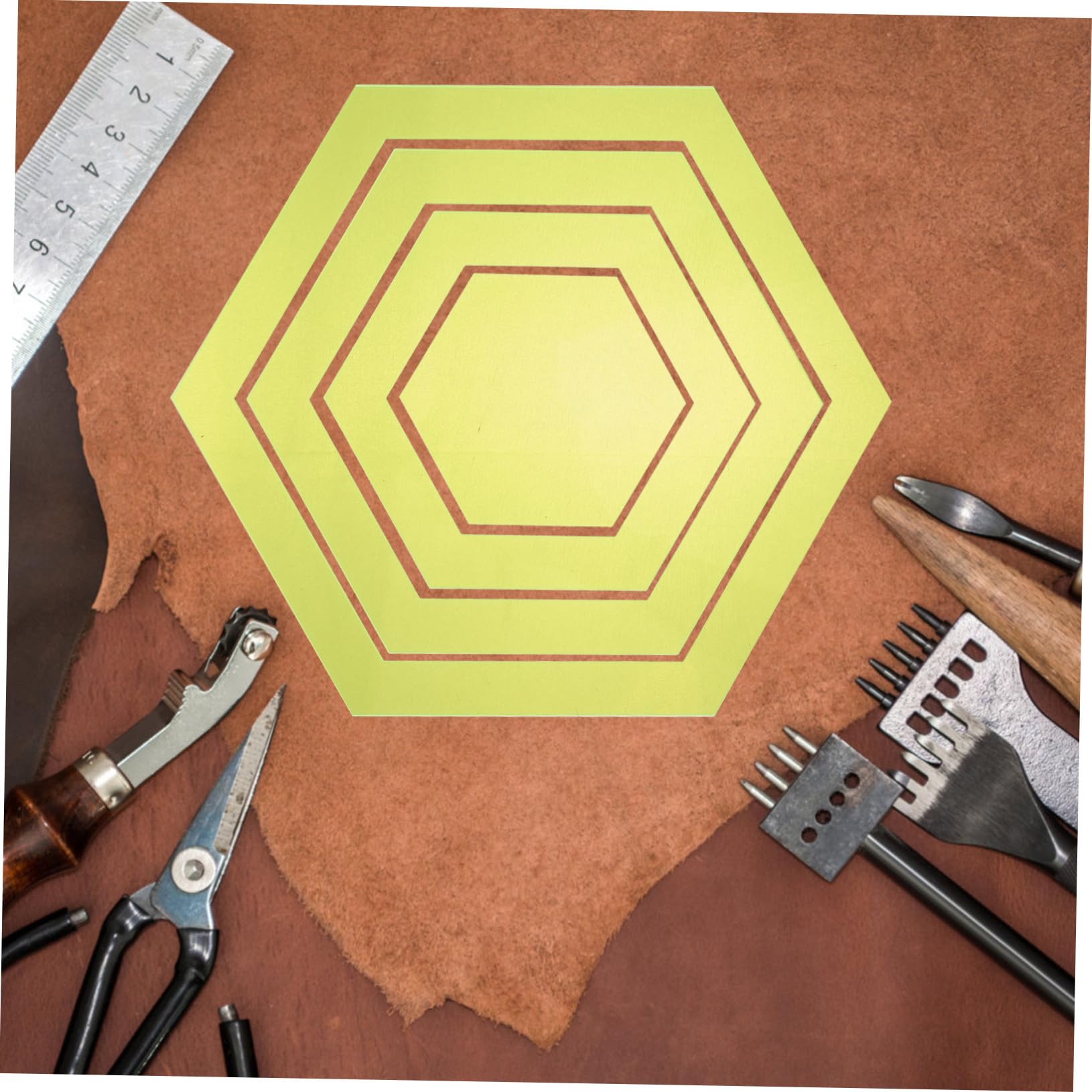 Regla Hexagonal de Acrílico para Patchwork y Bordado DIY 4 Piezas