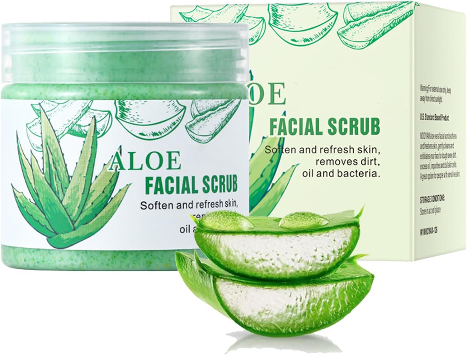 MEITREND Aloe Face Scrub Exfoliating Facial Scrub, Hydrating Facial Scrub Exfoliator for Blackhead & Large Oily Pore, Natural Face Wash Scrub, Body & Face, Women & Men’s Face Scrub