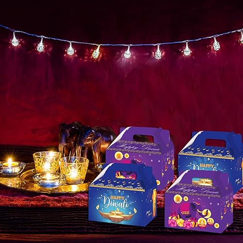 Miniatura 4 de Diwali - Paquete de 14 bolsas de regalo decorativas para fiestas, aperitivos, bolsas de dulces, suministros de fiesta para niños