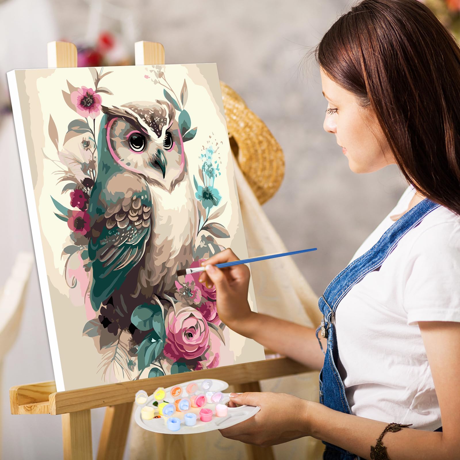 Kit Dipingere Con Numeri 40x50cm - Tela Con Pennelli E Colori Acrilici (Ragazza) - Foto 2