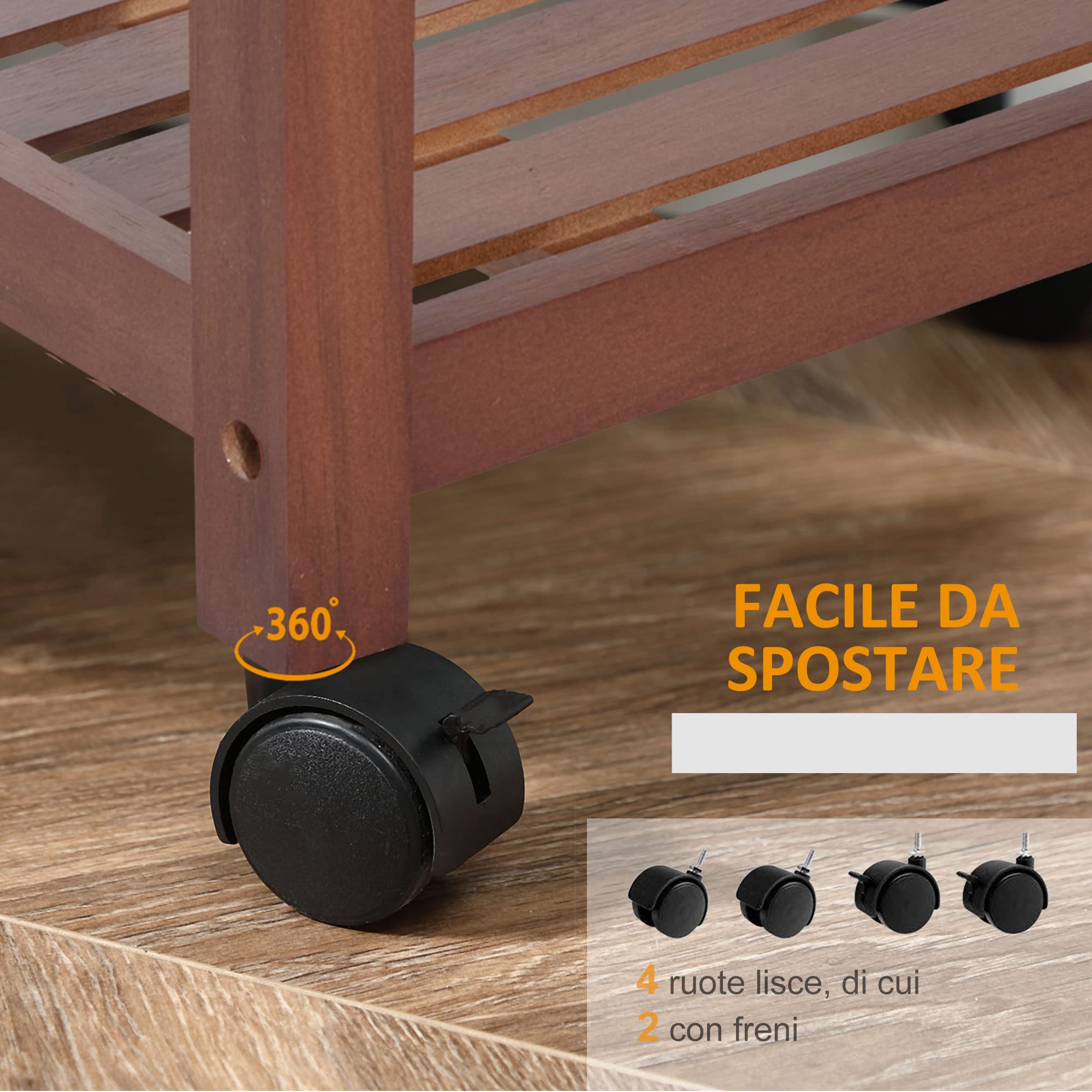 HOMCOM Carrello Portata da Cucina in Legno con Portabottiglie, Cestello, 2 Ripiani, 2 Cassetti, Legno di Pino, Resistente, Agevole, Versatile, 84.5x37.2x85cm