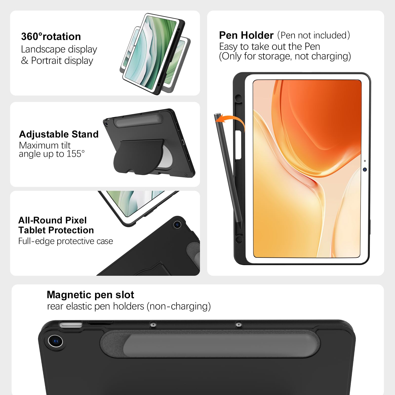 for Google Pixel Tablet 11-inch (2023) Keyboard Case, Detachable Magnetic Stand, Rechargeable Backlit Keyboard with Palm Rejection Touchpad, Protective Cover Compatible with Speaker Dock