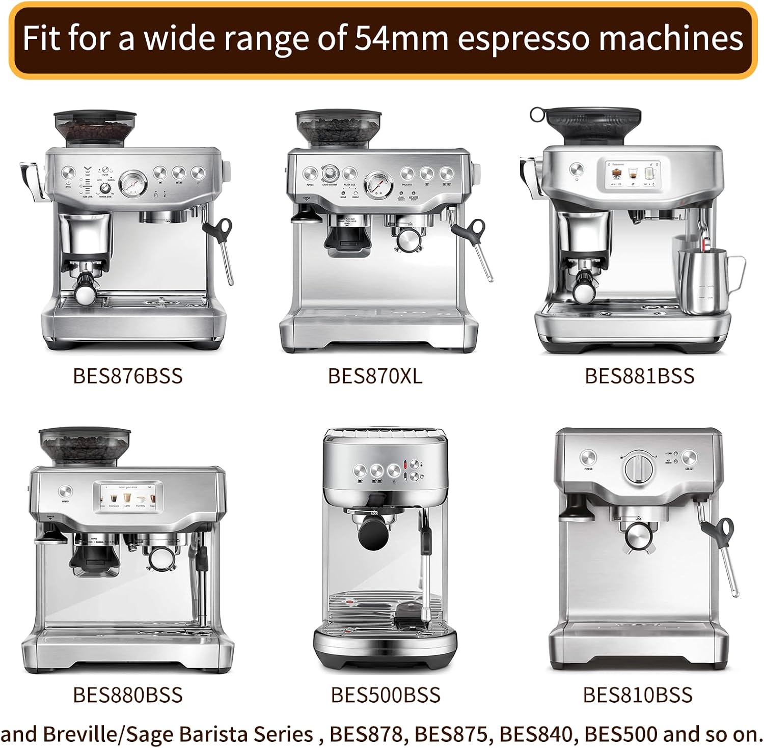 53.5mm WDT Tool Espresso - Espresso Stirrer Distribution Tool with Magnets and Stand, 54mm Dosing Funnel & Puck Screen | Fits Breville 8 Series Espresso Coffee Machines and 54mm Portafilters