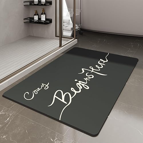 Miniatura 8 de MontVoo -Alfombra de baño-Alfombra de baño antideslizante, súper absorbente, resistente a las manchas, de secado rápido, delgada, alfombra de baño