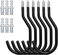 Vista 9 de HORUSDY Paquete de 6 ganchos resistentes de 6 pulgadas, capacidad de 100 libras, ganchos de pared y bicicleta para techo de garaje