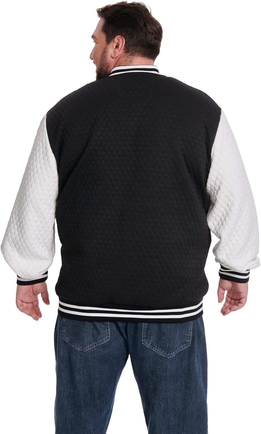 Big and Tall Varsity Jacket Men's Lightweight Letterman Style Baseball Waffle Causal College Bomber Jacket - Image 2