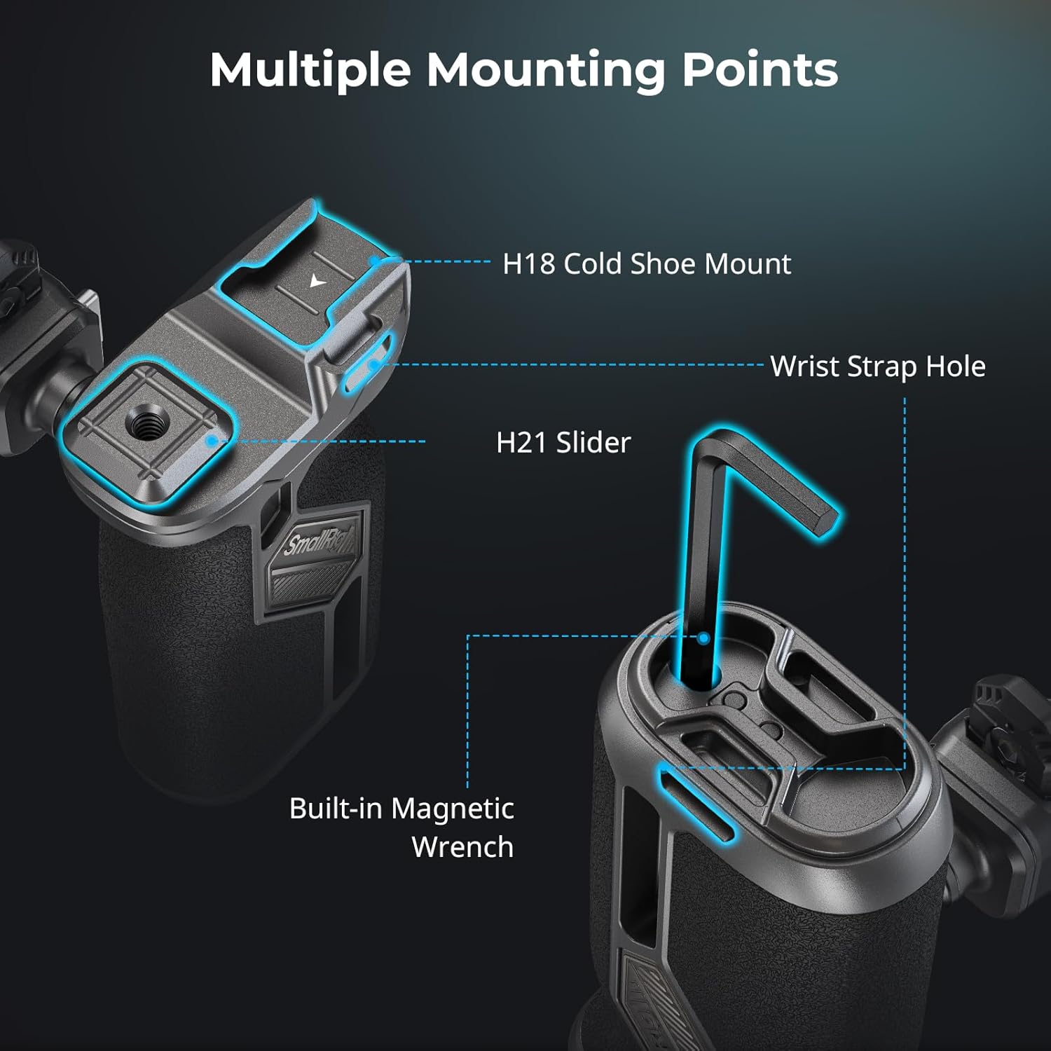 SMALLRIG Quick Release Rotating Side Handle with Integrated NATO Rail, NATO Side Handgrip for DLSR Camera Cage Kit, Left or Right Side Adjustable, HawkLock H21-4485 - Image 3