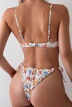 Angelsin Alt Bağlamalı Çiçek Baskılı Bikini Takımı