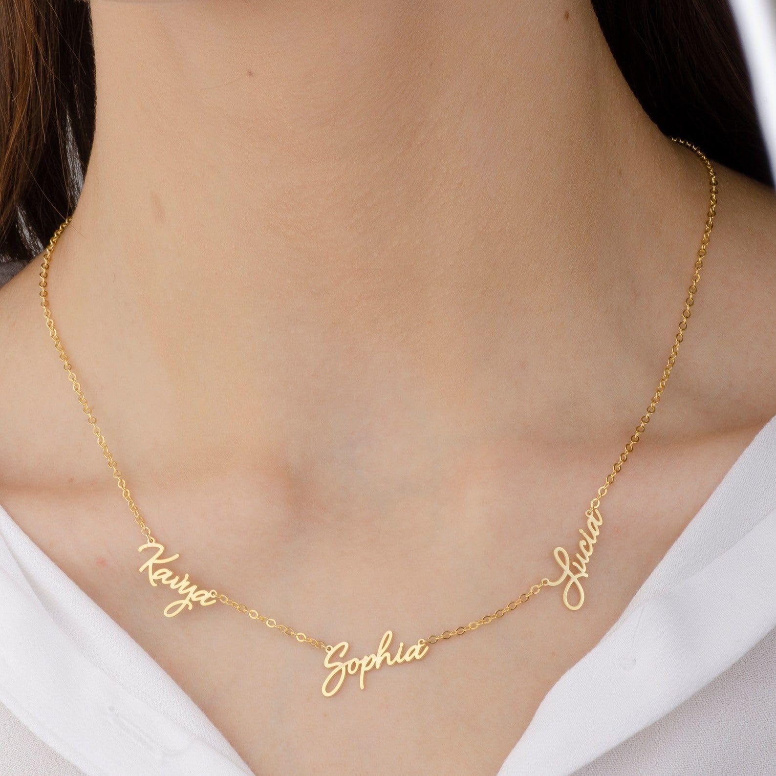 Multiplo collana con nome, famiglia su misura bambini in argento sterling nuovo nonna Natale per mamma
