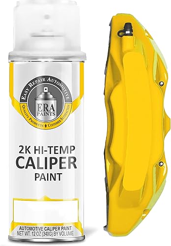 ERA Paints Pintura en aerosol con pinza de freno 2K – Amarillo | Acabado de alto brillo, 500 °F resistente al calor y a productos químicos | Aerosol