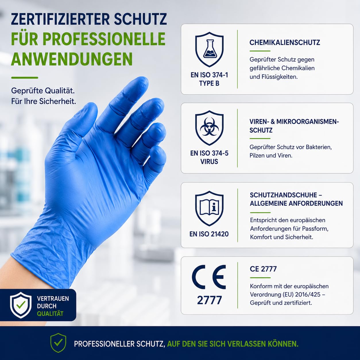 GEDIMED ECO Nitrilhandschuhe Blau 100 Stück – Biologisch abbaubare Nitrilhandschuhe, puderfrei & latexfrei, reißfest, Einweghandschuhe für Hygiene, Gastronomie, Kosmetik & Reinigung (1000, S)