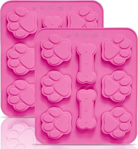 Molde de silicona para chocolate con forma de pata y hueso de perro para hornear golosinas para perros, galletas, yogur, gelatina, cubitos de hielo,