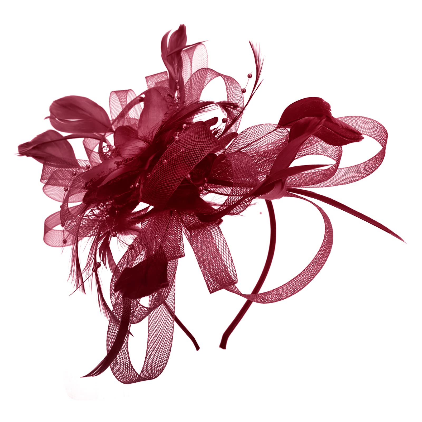 2434 Ladies Floral Feather Ribbon Headwear Organza Clip maxresdefault.jpg main image 4