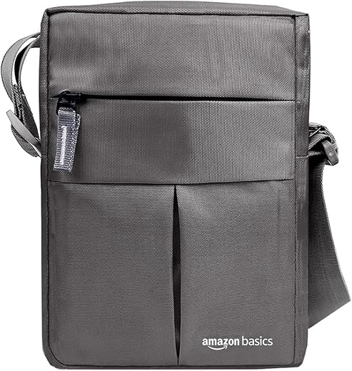 Amazon Basics Sling Bag/Crossbody Bag with Adjustable Strap for Daily and Travel Use, Durable, Water-Resistant, Travel-Friendly (Unisex, Grey)