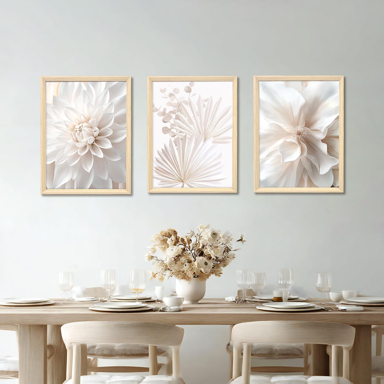 3 Pcs Wooden Framed Canvas Wall Art Set Bohemian Sage Green Canvas Prints Poster Geometric Line Beige Green Pictures for Living Room Bedroom Dinning Room Hallway Stairs Wall Decor 30x40cm x3pcs — view 187