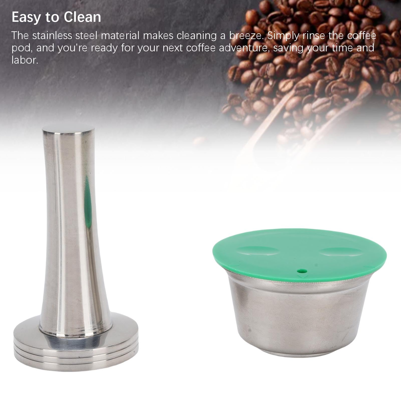 Fdit Juego Reutilizable de Cápsulas de café de Acero Inoxidable para una Experiencia de café Personalizada con Prensador y Cepillo de Limpieza - 1 Unidad