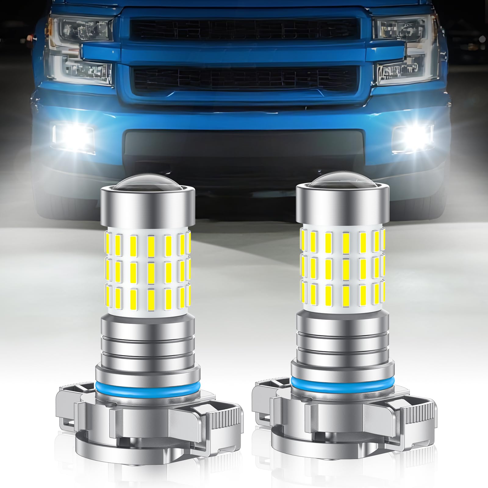 Marsauto 5202 LED Fog Light Bulbs, 10000LM 6000K with Lens-2 Pack