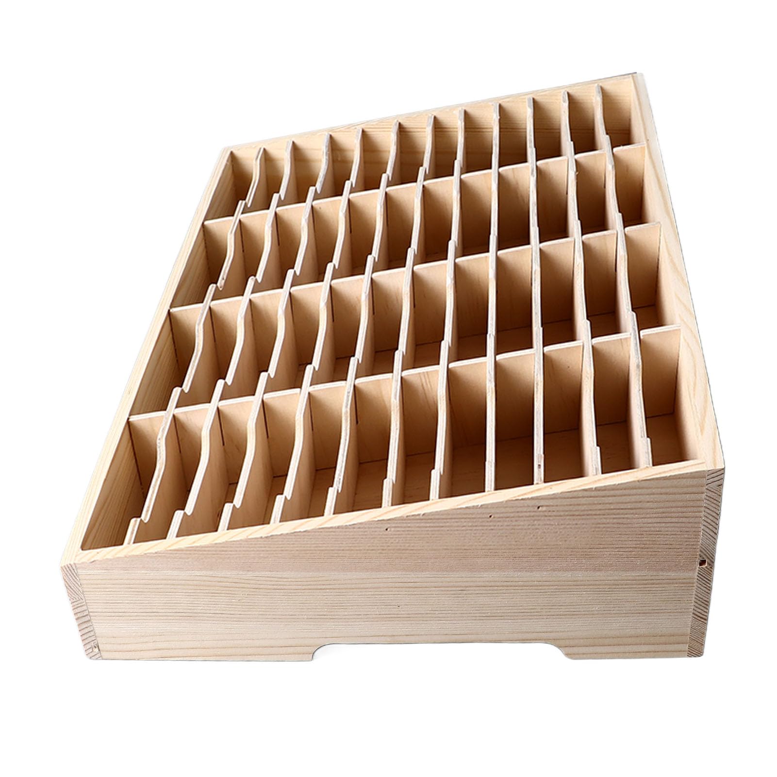 Scatola Porta Cellulare Organizer in Legno di Grande capacità 48 Scomparti per Casa, Ufficio, Classe, Legno di Pino Premium