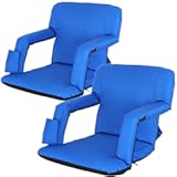 Smartxchoices 2 Pack 21"/25" Wide Stadium Seats, Folding Bleacher Chairs, Reclining Positions Padded with Back Support and Cushion, Pockets & Cup Holders, Anchor Straps, Shoulder Straps