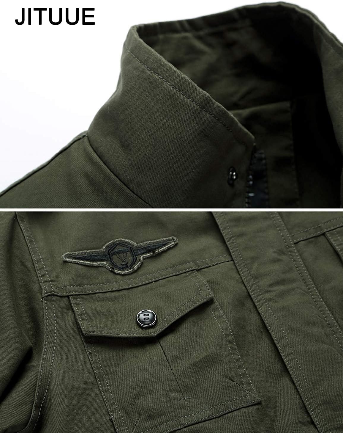 JITUUE Jackets for Men Military Cotton Outdoor Coat Stylish Casual Washed Cotton Tactical Lightweight Windbreaker Jackets