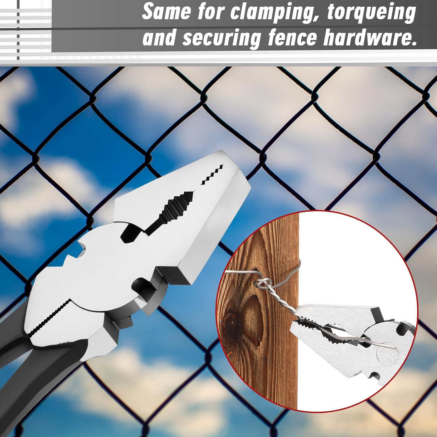 10'' Fence Pliers Button Fencing Pliers Heavy Duty for Bending Cutting and Gripping Flat Nose Wire Cutter Plier for Construction and Wire Fence Resists Rust and Corrosion