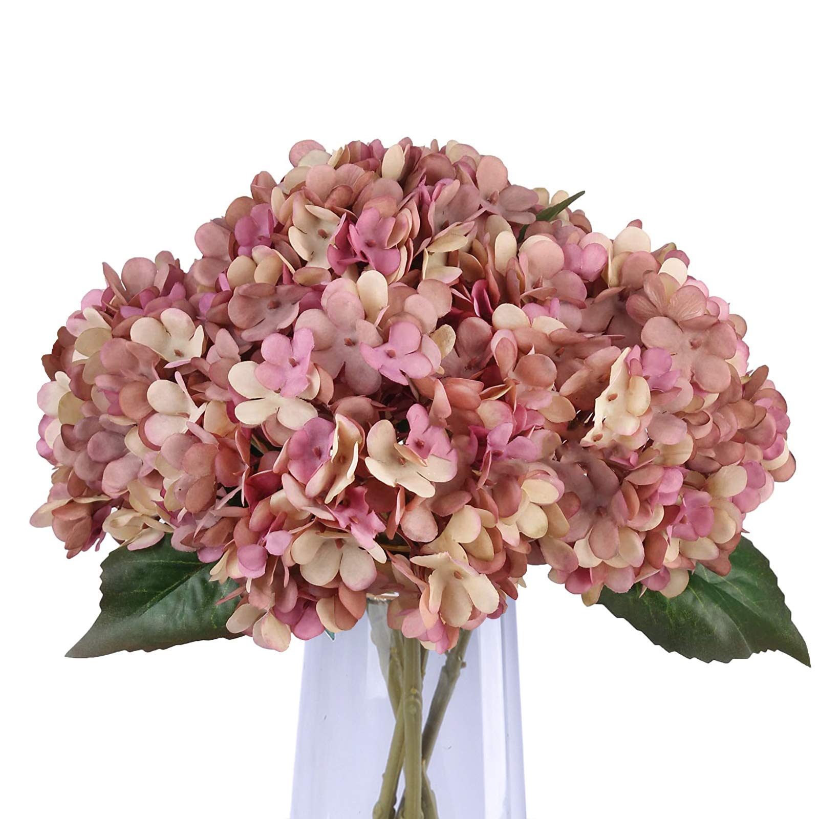 Fake Flowers Vintage Artificial Silk Hydrangea Flowers Bouquets Faux Hydrangea Stems 5Pcs for Home Wedding Party Table Core Decoration (Pink Purple)