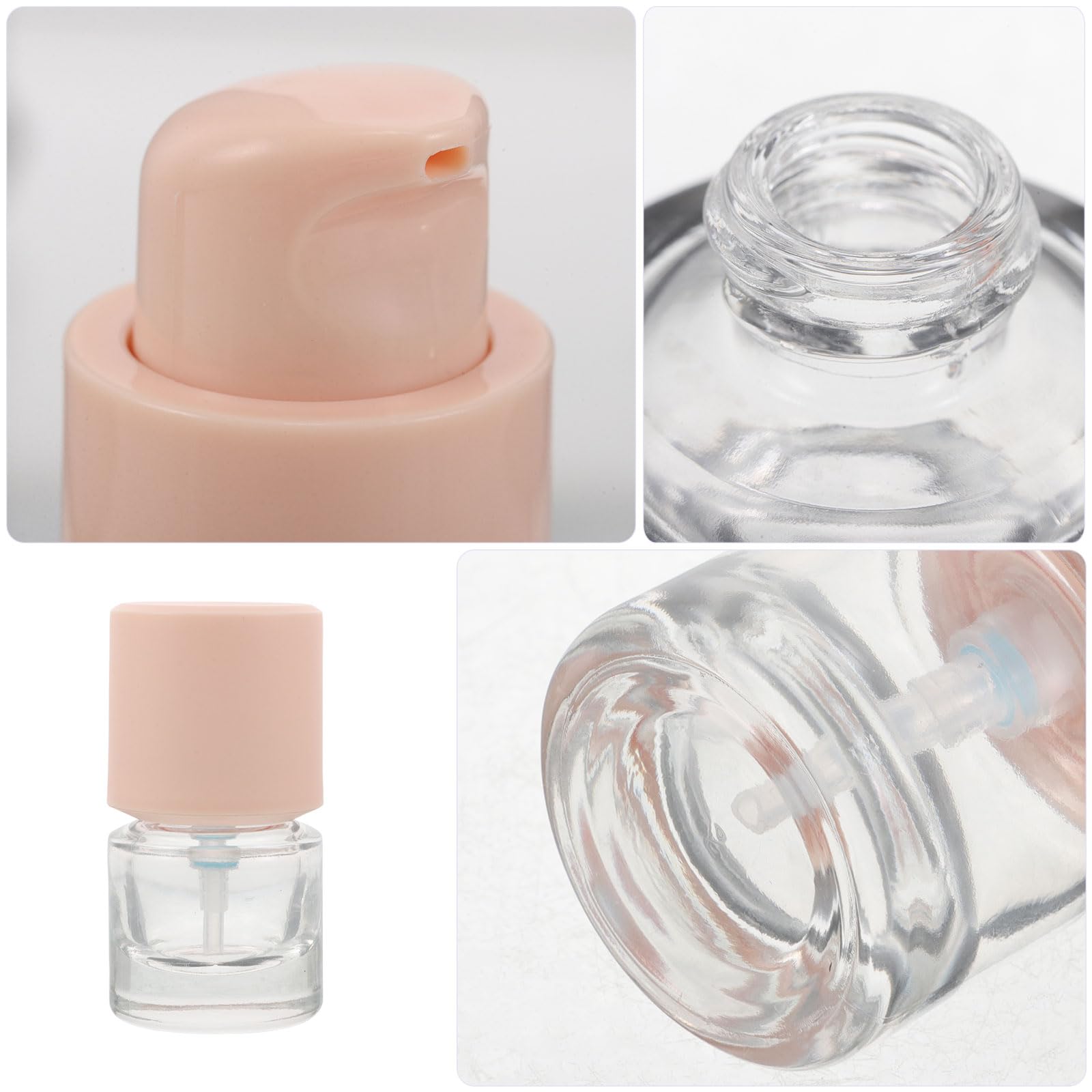 Gatuida 6 Botellas de Vidrio Reutilizables de 15 Ml con Dispensador de Bomba a Prueba de Fugas, Frascos Transparentes de Base Gruesa para Loción, Maquillaje y Viaje, Contenedores