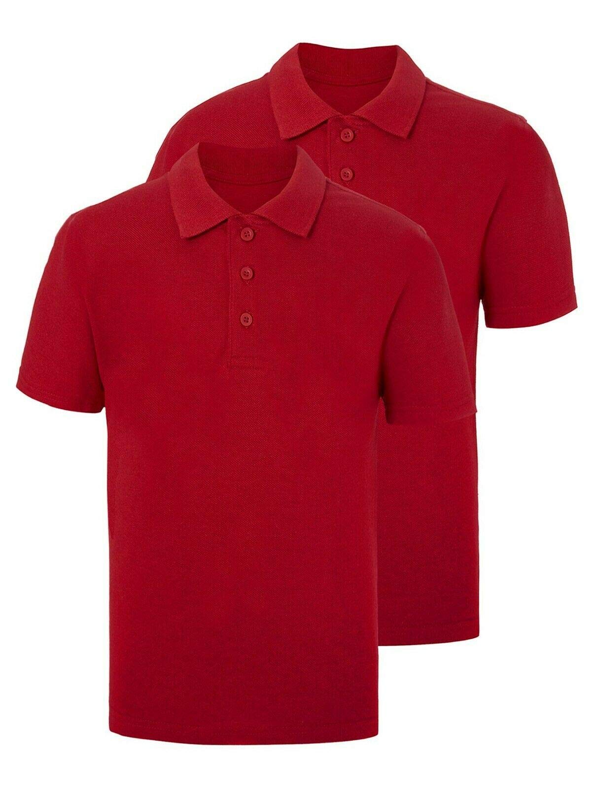 2 Pack Boys Plain 100% Cotton Ages 3-16y Polo Shirts Children School T-Shirt Uniform Summer — view 14
