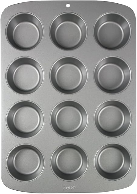 PME CSB110 Carbon Steel Non-Stick 12 Cup Muffin Pan , Grey