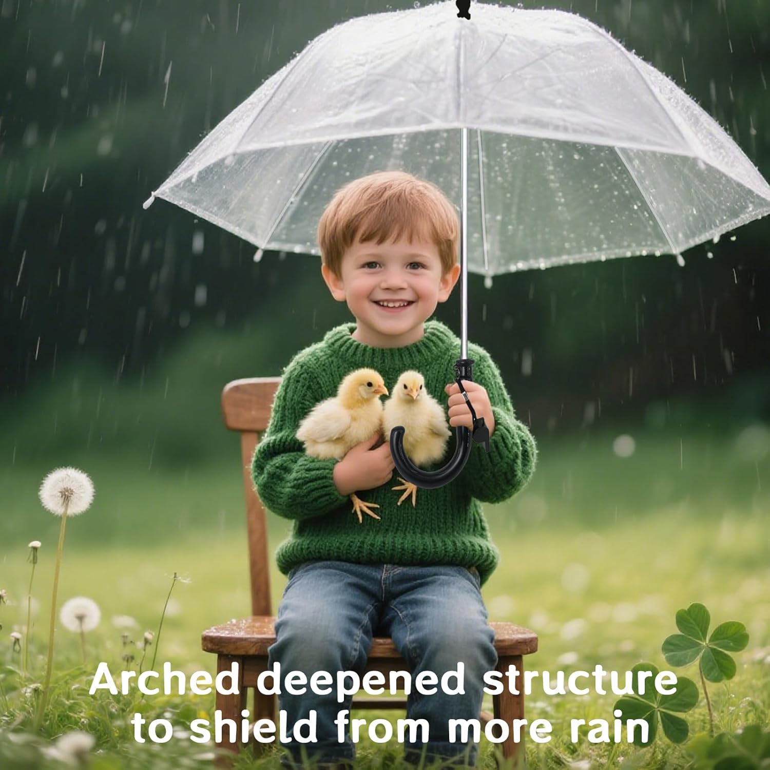 12 Pcs Kids Clear Umbrella Bulk with Easy Grip Handle Transparent Windproof Bubble Dome for Toddler Boys and Girls Ages 3-7 in Photoshoot Wedding