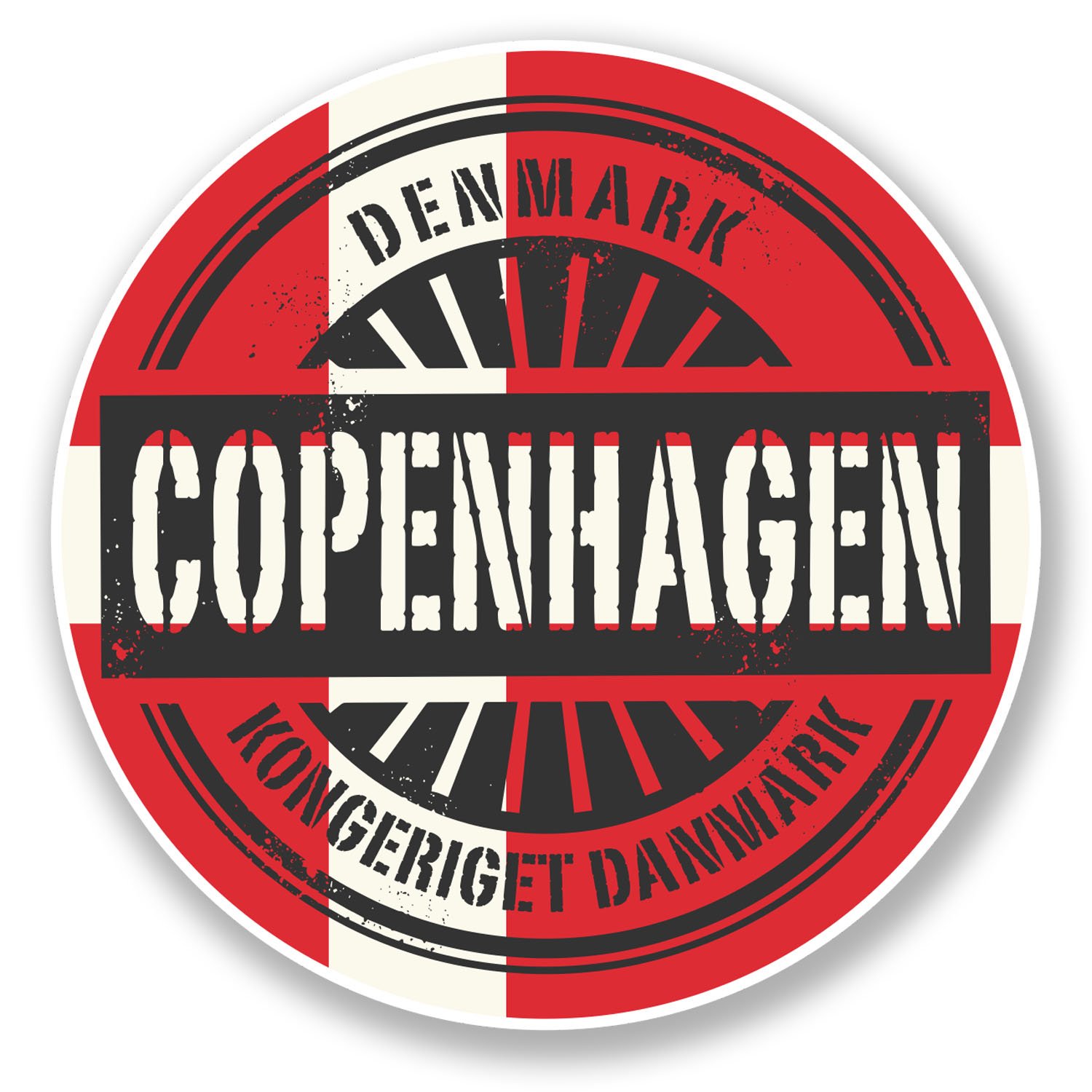 Destinationvinyl Multi 2 X 10Cm Copenhagen Denmark Flag Vinyl Sticker Laptop Car Luggage Travel #6726 (10Cm X 10Cm)